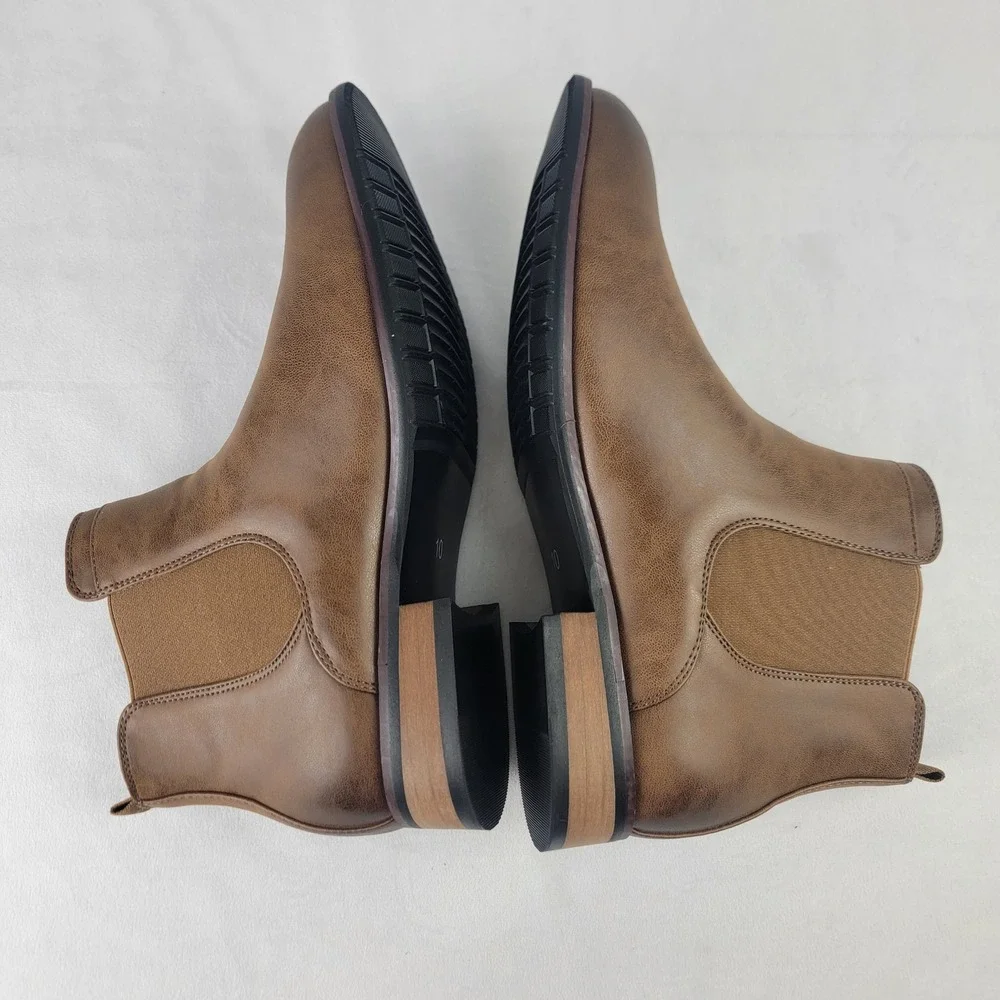 Kohls Landon Mens Ankle Boots Chestnut Brown Size 10 Round Toe Pull On Ankle NEW